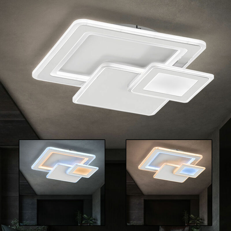 foto del prodotto wofi plafoniera led con telecomando plafoniera sala da pranzo moderna dimmerabile cct, metallo plastica, 36w 2900lm, lxpxa 48x48x7,5 cm 11860