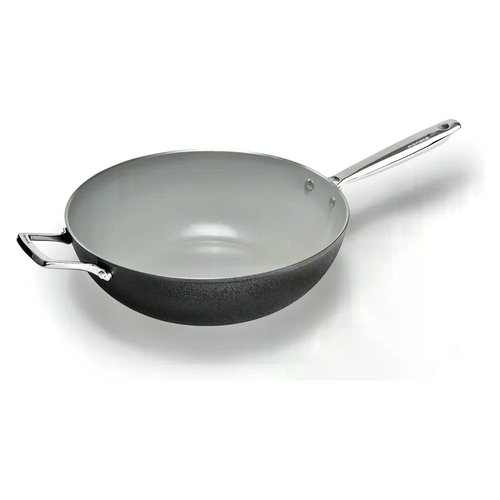 foto del prodotto wok alluflon moneta 0005394332 armonia finegres con doppio manico nero