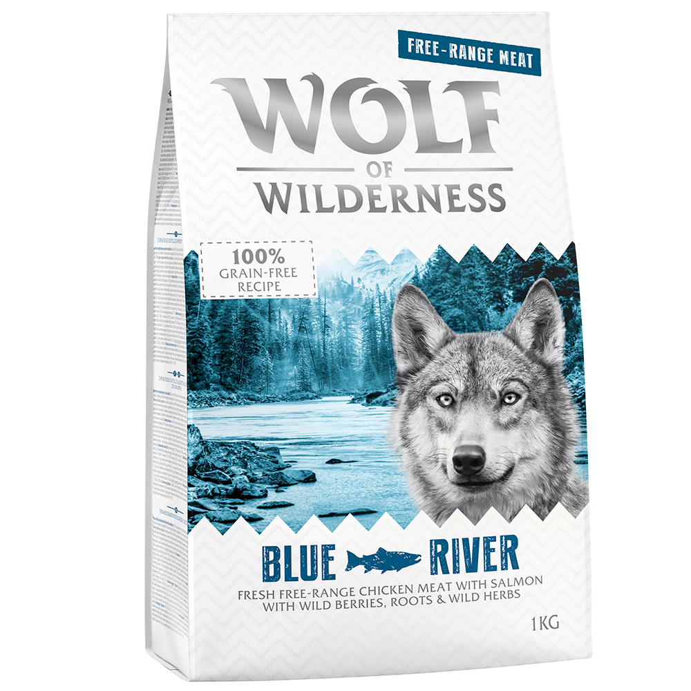 foto del prodotto wolf of wilderness adult blue river pollo allevato all aperto salmone 1 kg