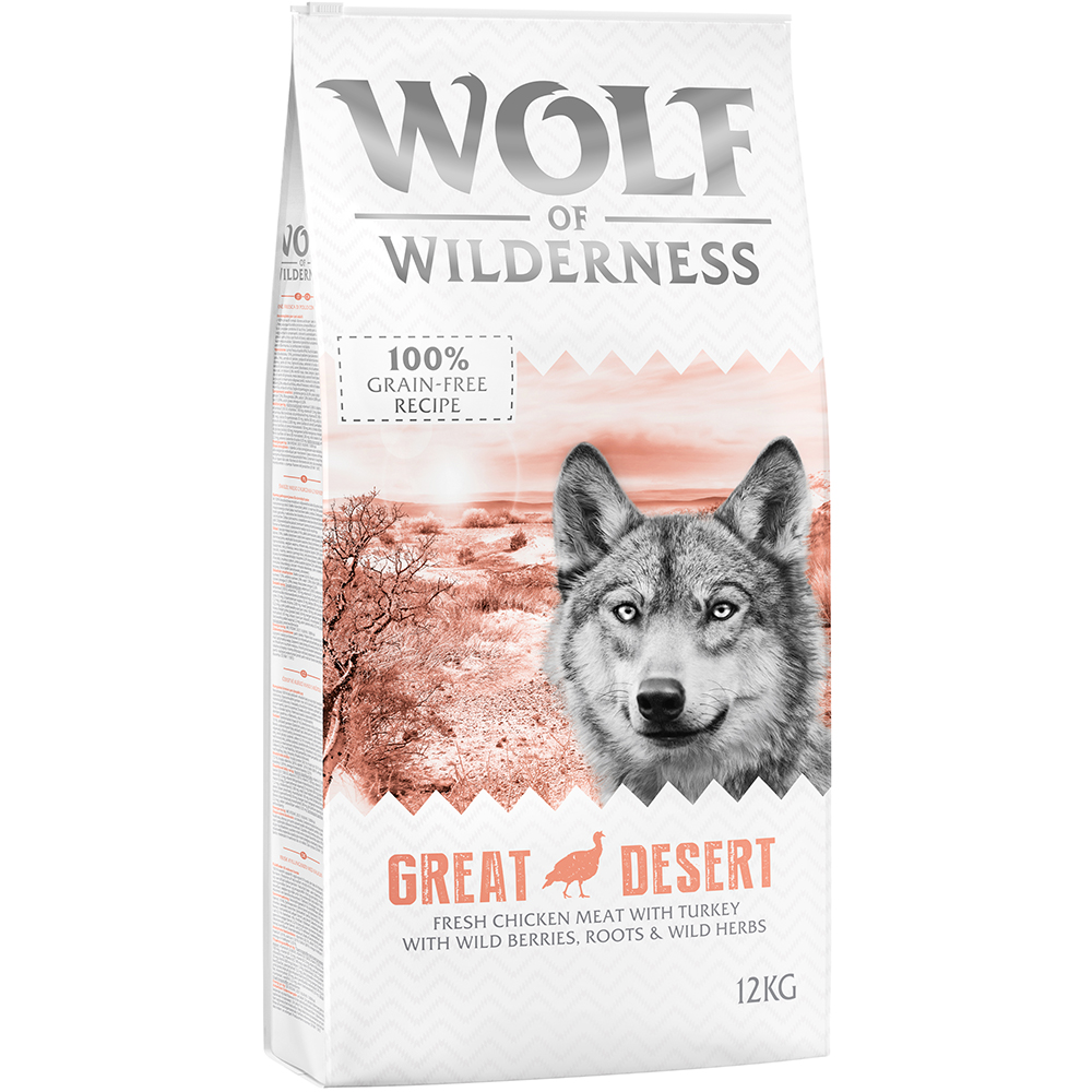 foto del prodotto wolf of wilderness adult great desert tacchino crocchette per cani 12 kg