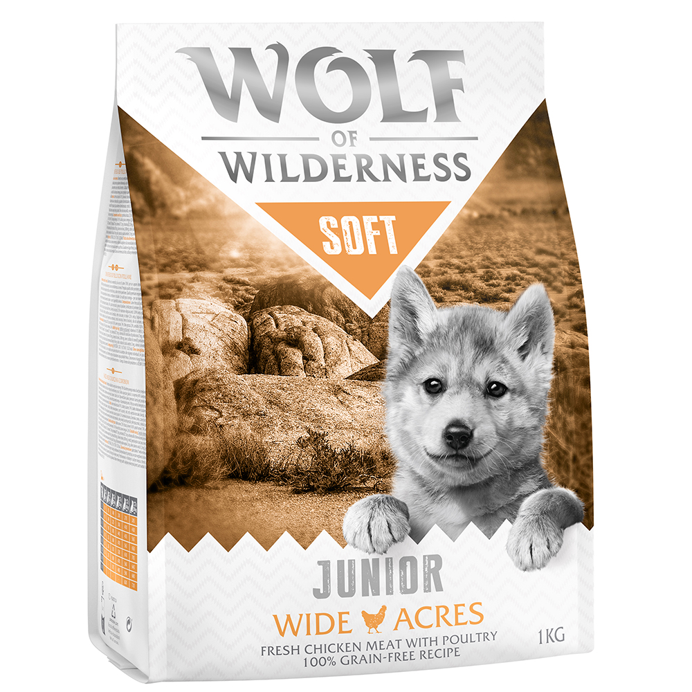 foto del prodotto wolf of wilderness junior soft wide acres pollo crocchette per cani 1 kg