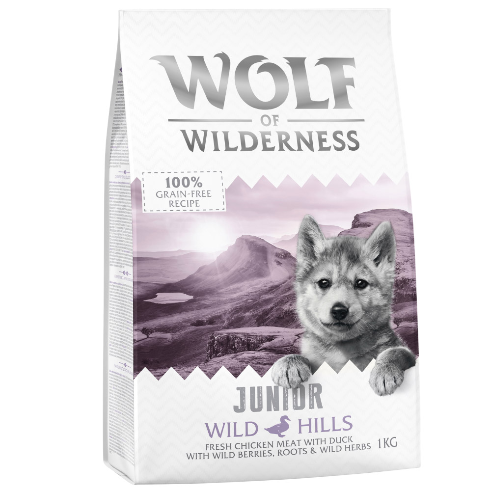 foto del prodotto wolf of wilderness junior wild hills anatra crocchette per cani 1 kg