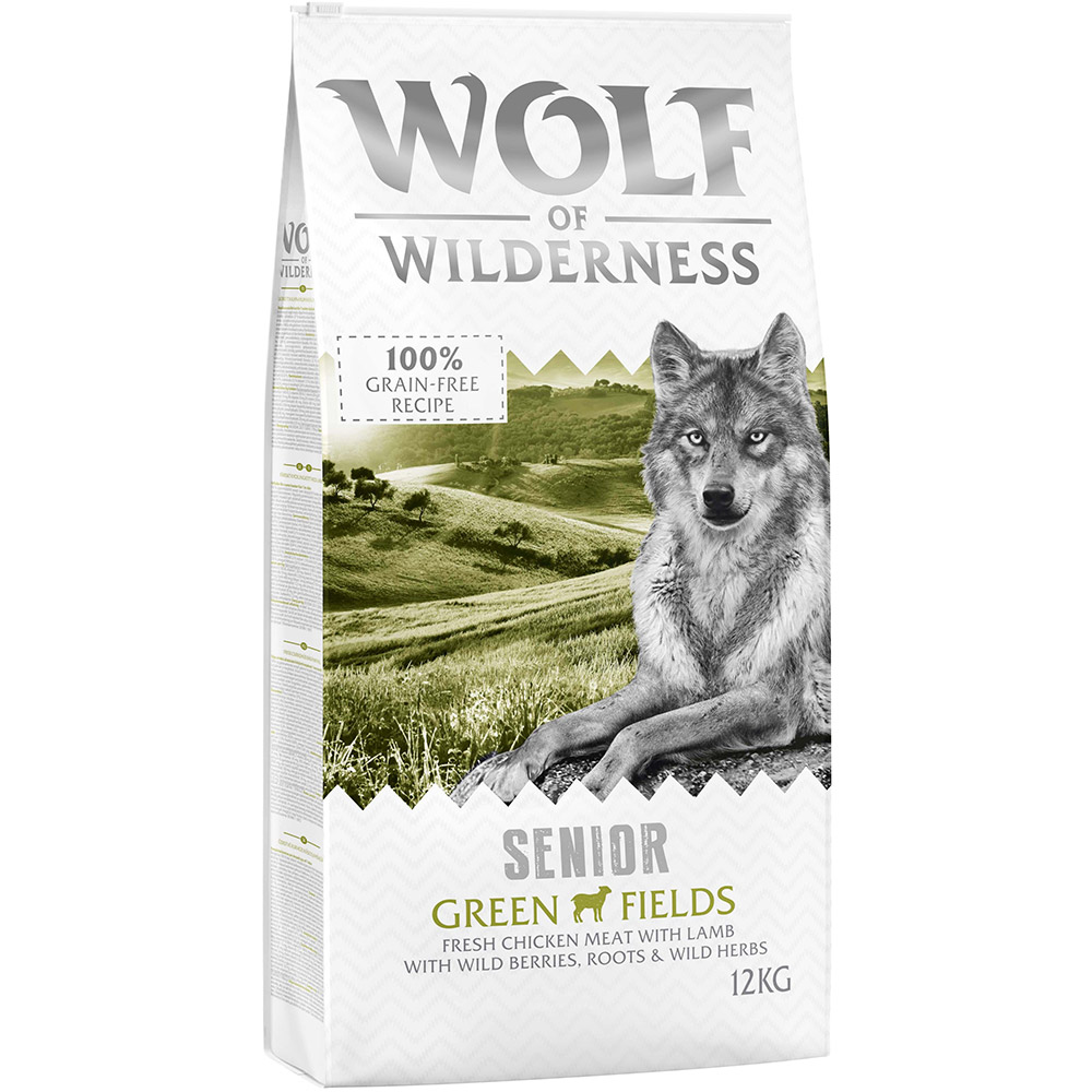 foto del prodotto wolf of wilderness senior green fields agnello crocchette per cani 12 kg
