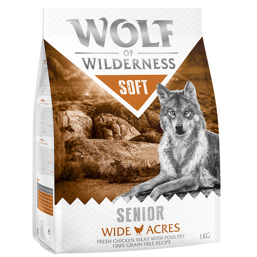 foto del prodotto wolf of wilderness senior soft wide acres pollo crocchette per cani 1 kg