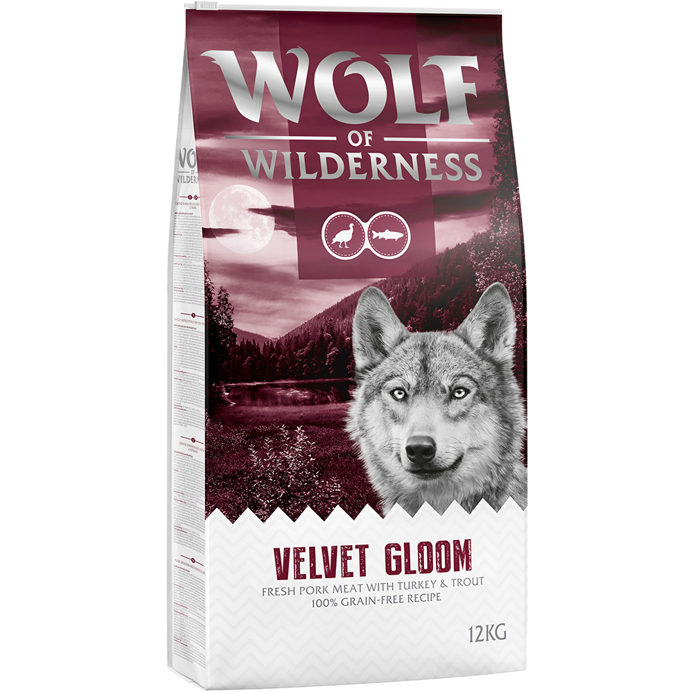 foto del prodotto wolf of wilderness velvet gloom tacchino trota crocchette per cane 12 kg