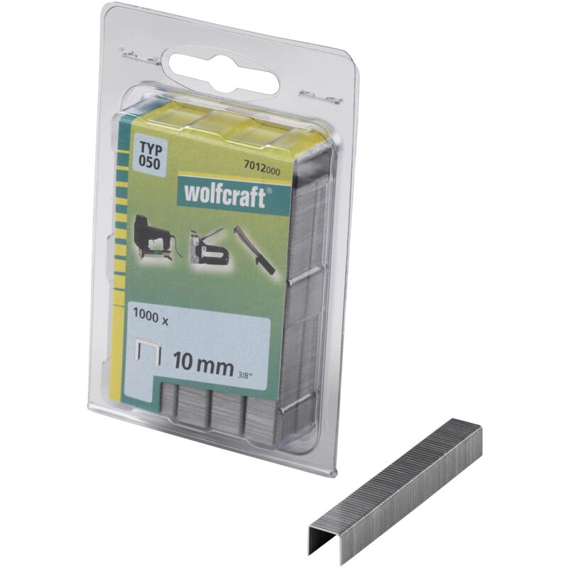 foto del prodotto wolfcraft 1000 punti dorso largo, tipo 050, 10 mm i 7012000 i ideali per il fissaggio di tessuti e listelli di legno sottili