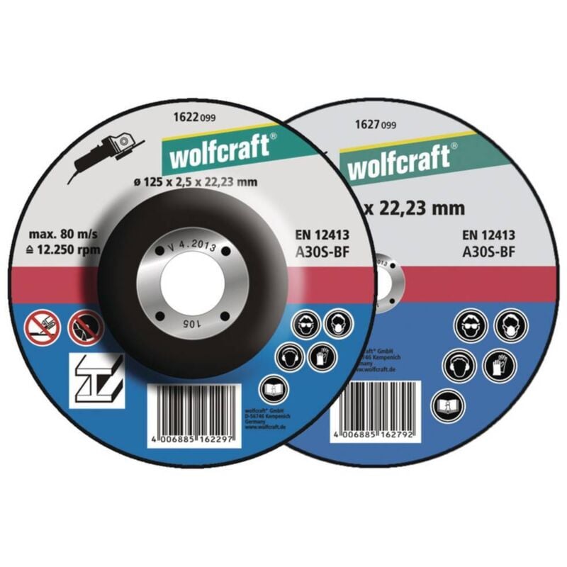 foto del prodotto wolfcraft 1620300 disco da taglio con centro depresso 115 mm 5 pz. metallo
