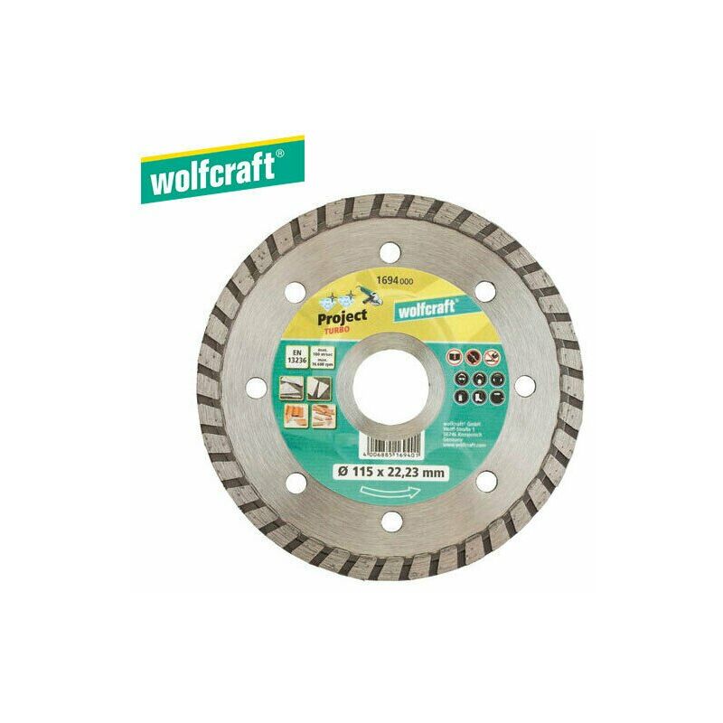 foto del prodotto wolfcraft disco da taglio diamantato pro turbo 115 smerigliatrice angolare