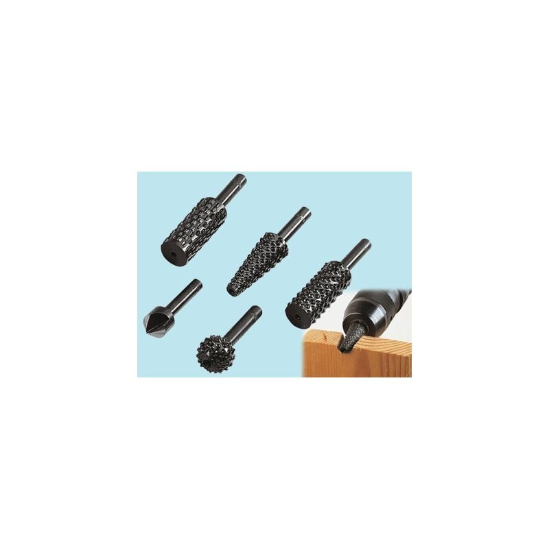foto del prodotto wolfcraft frese raspe raspa lima allargatore set 5 pz per trapano