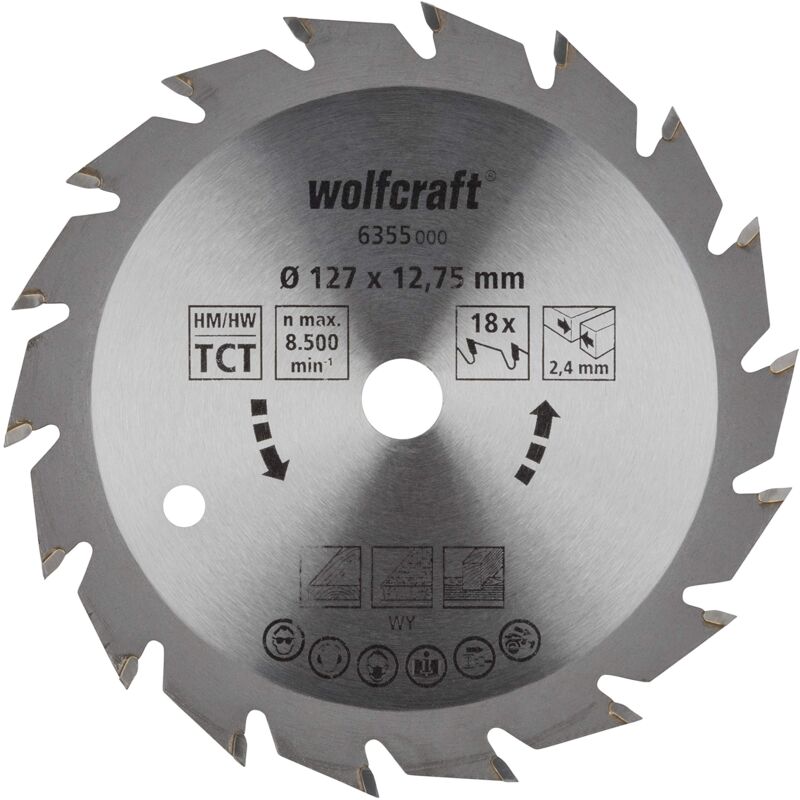 foto del prodotto wolfcraft lama per seghe circolari manuali tct, serie verde i 6355000 i tagli rapidi, medio grossi