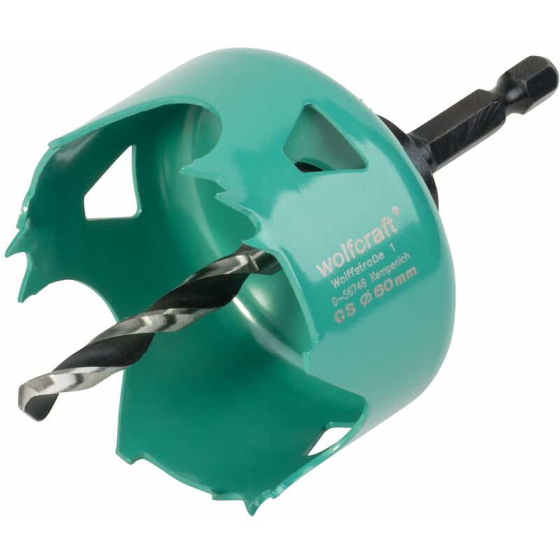 foto del prodotto wolfcraft sega a tazza in acciaio al carbonio, 60 mm i 5966000 i per l installazione di materiale elettrico e di sanitari su legno e materiali