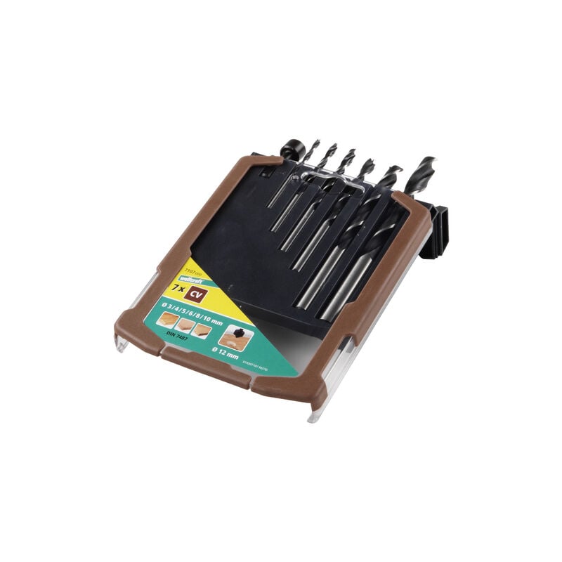 foto del prodotto wolfcraft set di punte per legno, 3 10 mm, 7 pezzi i 7107000 i 6 punte per legno di con svasatura inclusa per la foratura di legno tenero