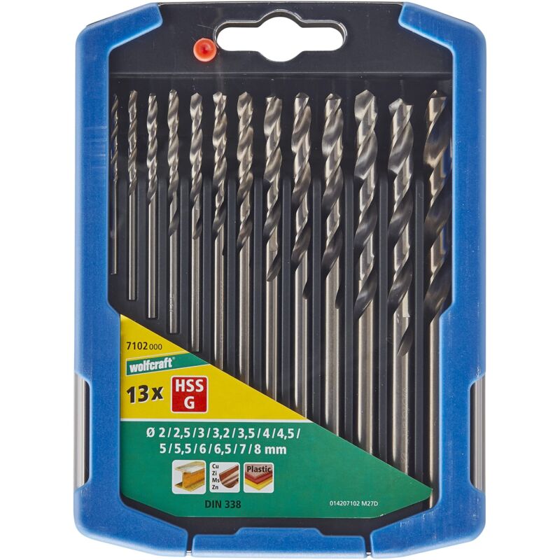 foto del prodotto wolfcraft set di punte per metallo hss rettificate, 2 8 mm, da 13 pz. i 7102000 i per forare materiali duri