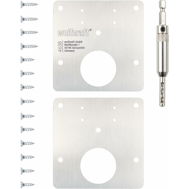 foto del prodotto wolfcraft set di riparazione per cerniere a tazza lato anta 17 pz 4658000