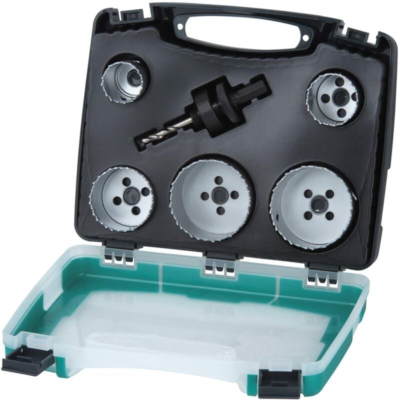 foto del prodotto wolfcraft set di seghe a tazza in bim, sanitari , 6 pz. i 5422000 i per legno, plastica, metalli e materiali per costruzioni a secco, 25 83 mm,