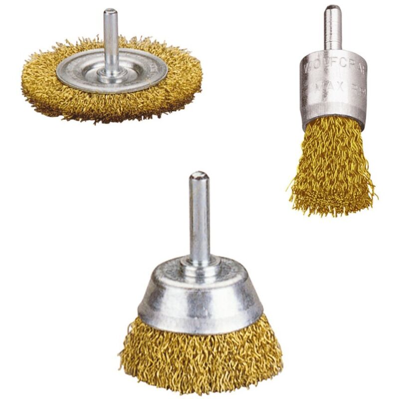 immagine 0 del prodotto wolfcraft set di spazzole con filo di ottone da 3 pezzi, 2739000