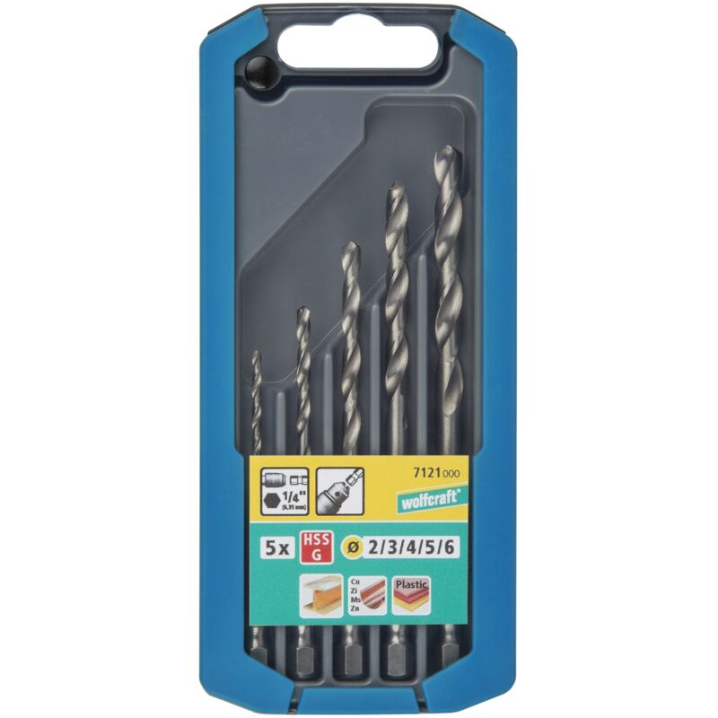 foto del prodotto wolfcraft set punte metallo c attacco esag.hss d.2 5pz