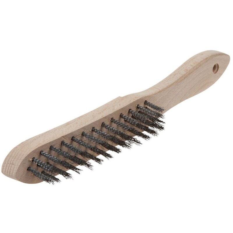 foto del prodotto wolfcraft spazzola 4 file acciaio con manico in legno 2723000