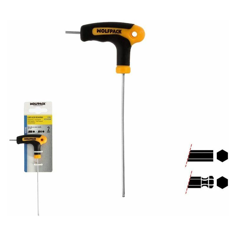 foto del prodotto wolfpack chiave a brugola con impugnatura a sfera forma t 2.0 mm. con appendiabiti