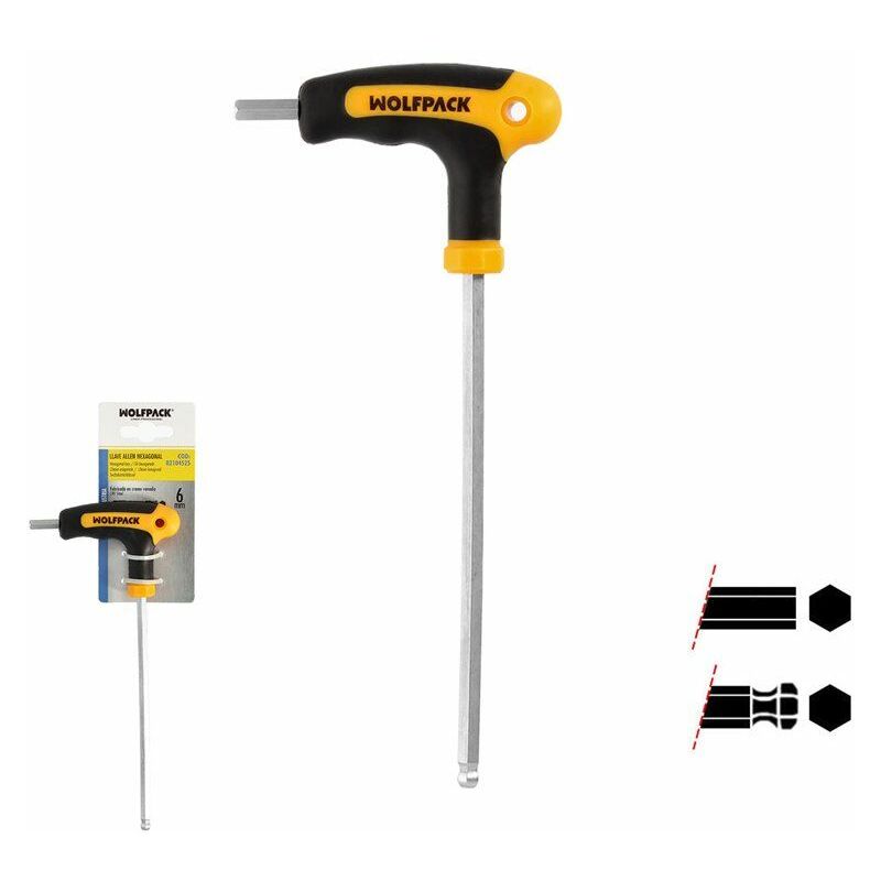 foto del prodotto wolfpack chiave a brugola con impugnatura a sfera forma t 6.0 mm. con appendiabiti