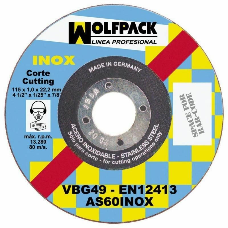 foto del prodotto wolfpack disco da taglio abrasivo inox 115x1,6x22,2 mm.
