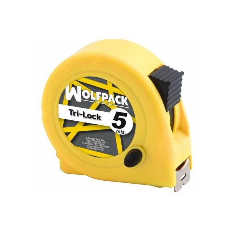 foto del prodotto wolfpack flessometro magnetico giallo con freno 5 metri 19 mm.