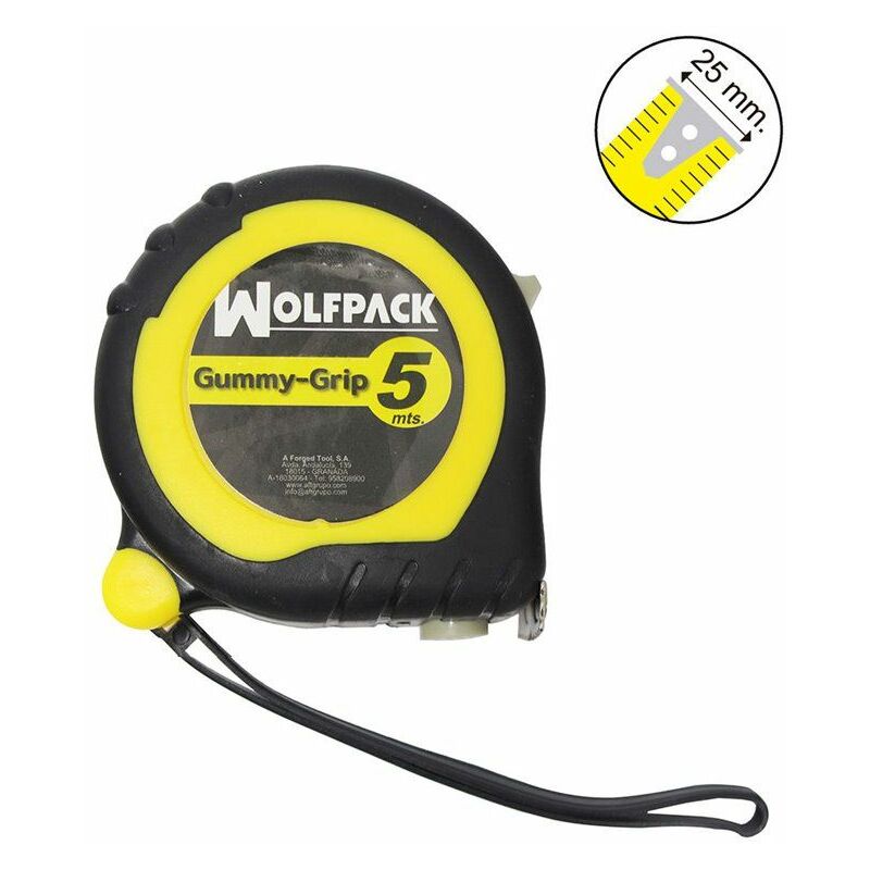 foto del prodotto wolfpack impugnatura magnetica per flessometro topline 5 metri 25 mm. con freno