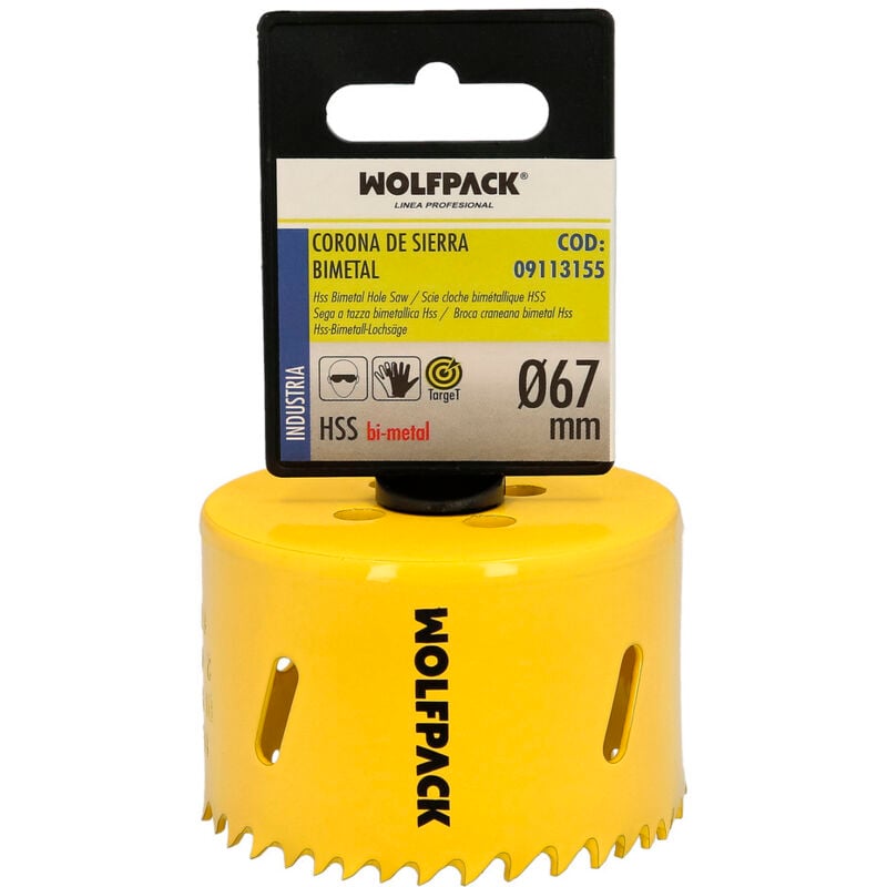 foto del prodotto wolfpack lama bimetallica 67 mm. temprata termicamente, base rinforzata. corona per legno, fori per legno, acciaio, ferro, plastica ecc.