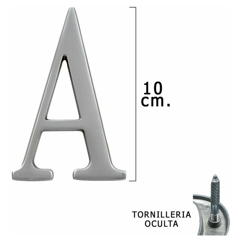 foto del prodotto wolfpack lettera a in metallo argento opaco 10 cm. con viti nascoste blister 1 pezzo 