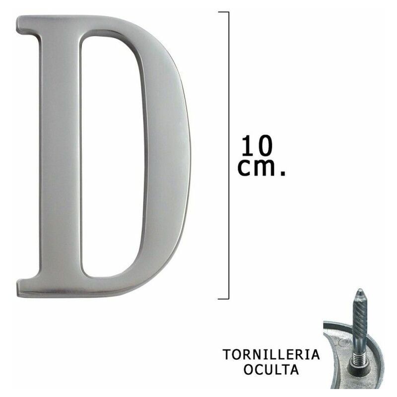 foto del prodotto wolfpack lettera d in metallo argento opaco 10 cm. con viti nascoste blister 1 pezzo 