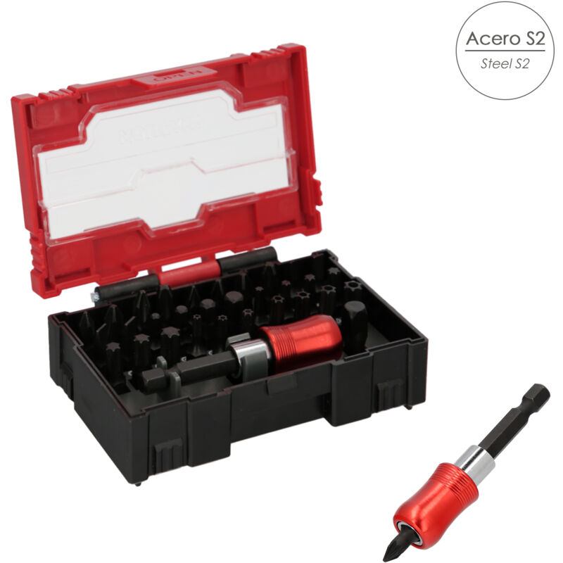 foto del prodotto wolfpack linea profesional bit di cacciavite in acciaio con adattatore rapido set 32 pezzi