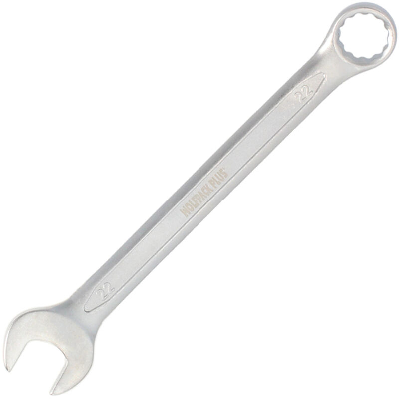 foto del prodotto wolfpack - linea profesional chiave combinata plus 22x22 in acciaio al cromo vanadio din 3113. doppia chiave aperta, chiave fissa, chiave ad anello.