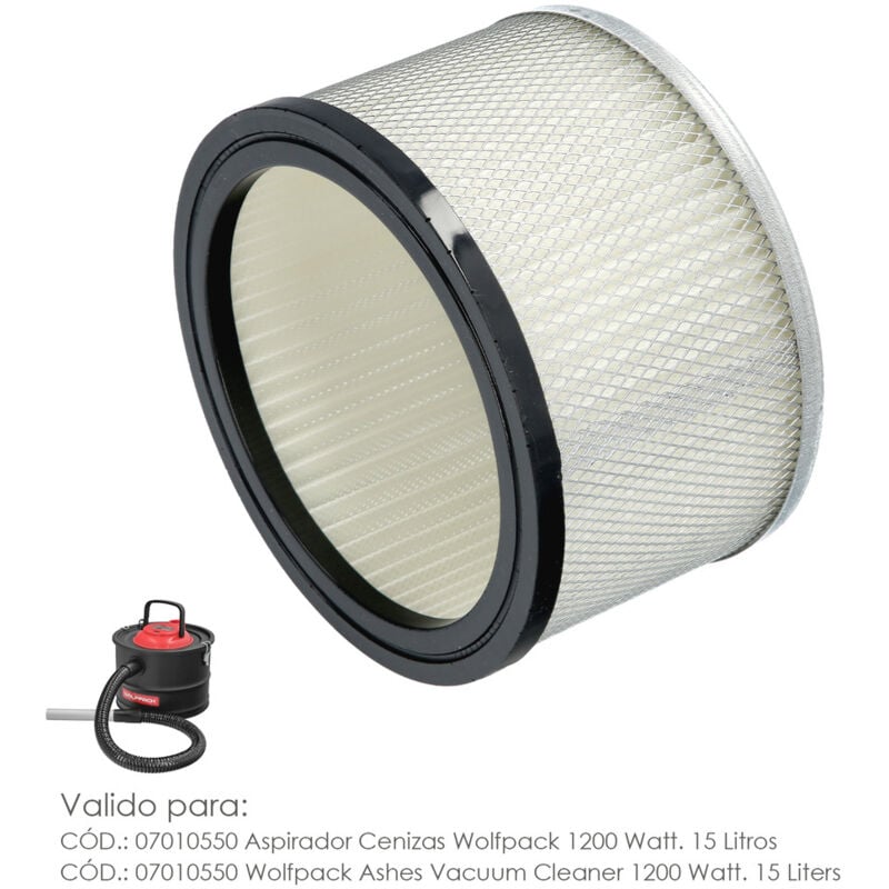 foto del prodotto wolfpack linea profesional filtro para aspirador de cenizas asizas aspirador asizas 1200 watt. 15 litri codice 07010550 