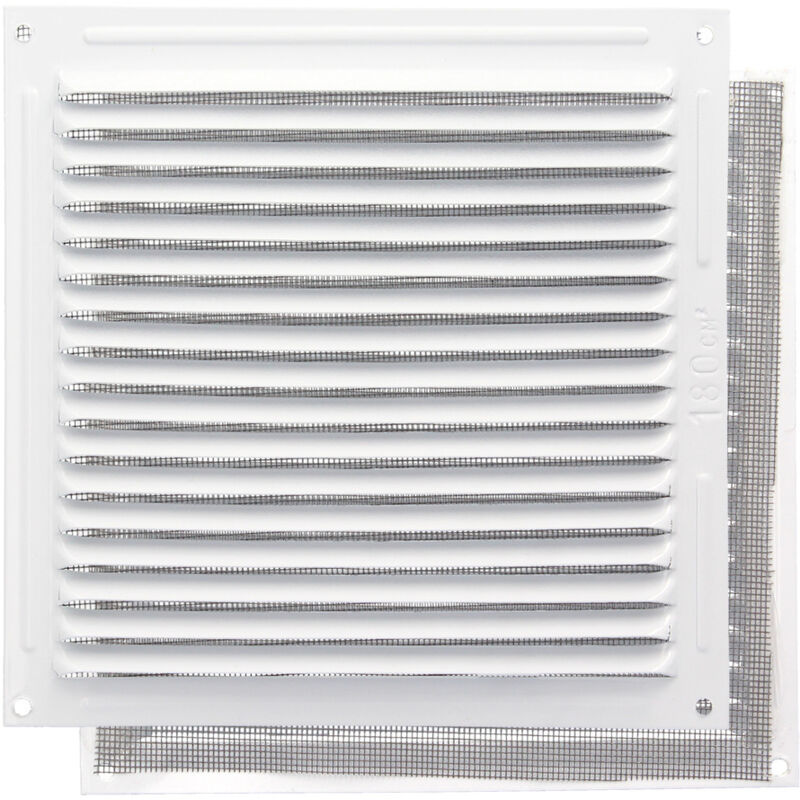 foto del prodotto wolfpack linea profesional griglia di ventilazione in alluminio con zanzariera a vite 200 x 200 mm. colore bianco