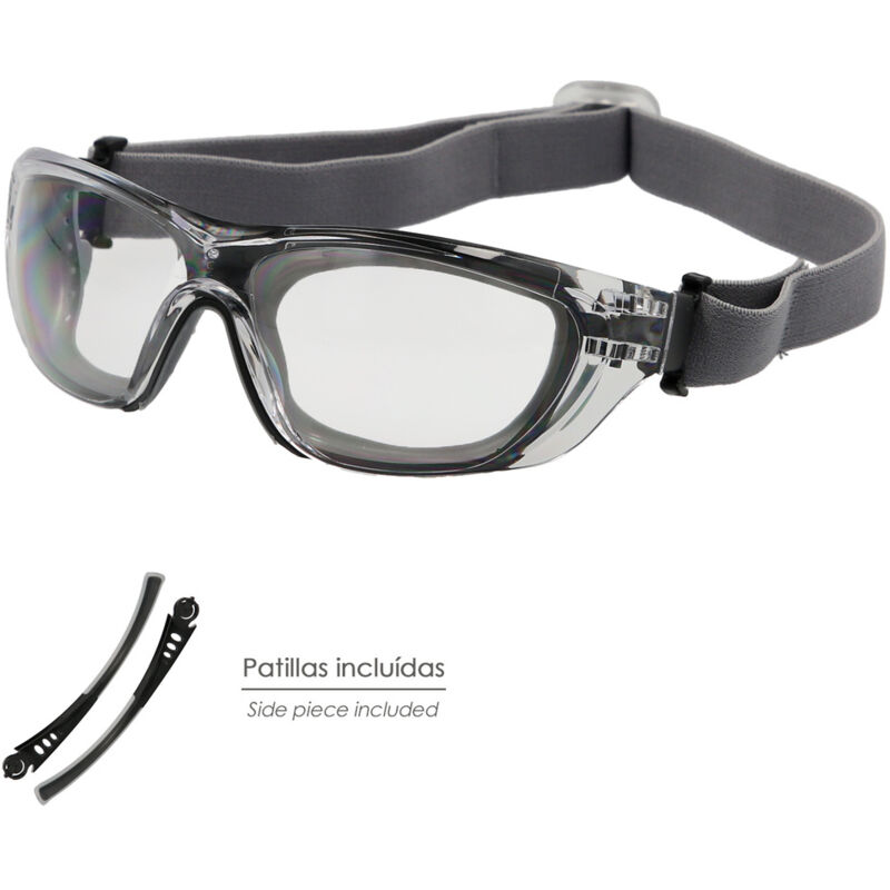 foto del prodotto wolfpack linea profesional occhiali di sicurezza con lenti chiare con aste o gomma elastica. aste gommate en 166