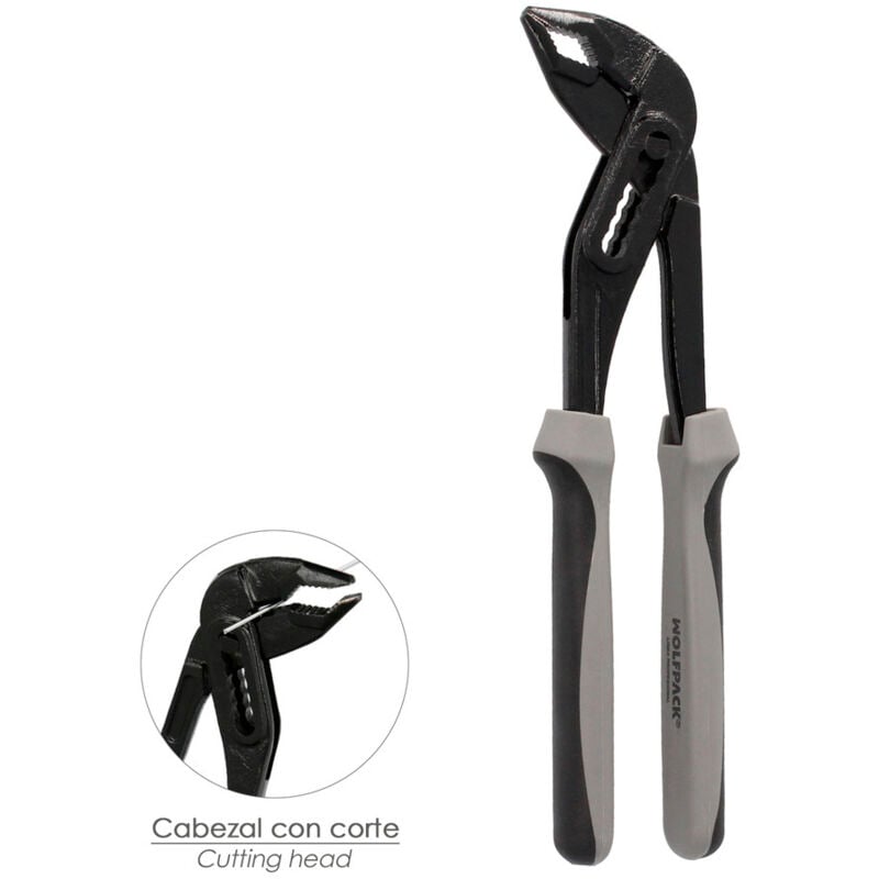 foto del prodotto wolfpack linea profesional pinza ad apertura multipla con tagliente 250 mm. pico de loro, pinze estensibili, pinze per idraulici, pinze multiuso,