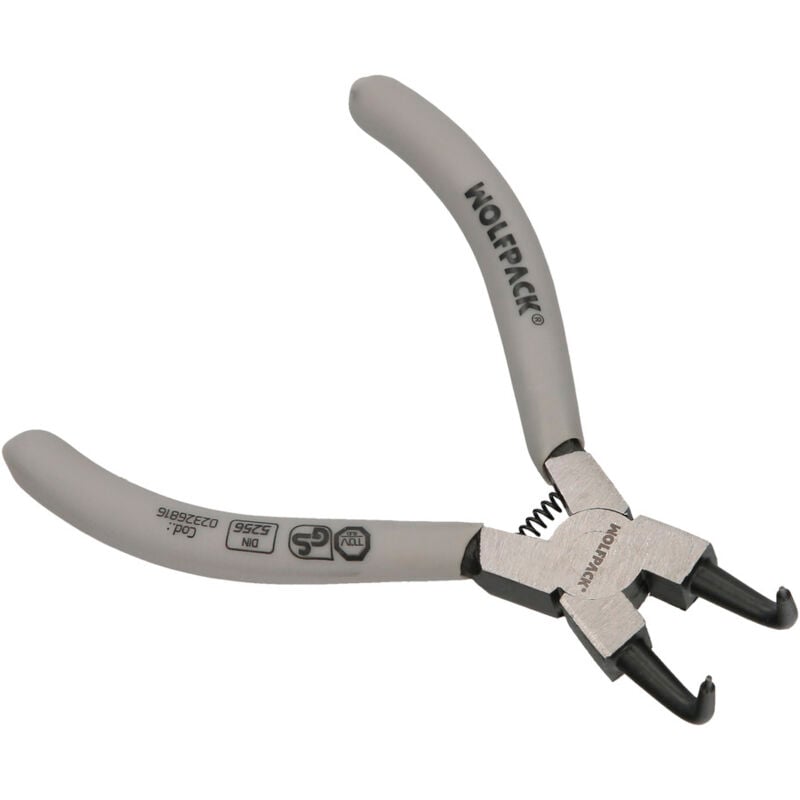 foto del prodotto wolfpack linea profesional pinza per anelli di sicurezza interni curva 125 mm. acciaio din 5254. anelli di pressione, anelli di ritegno, rondelle per
