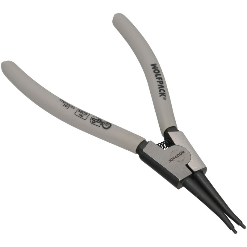 foto del prodotto wolfpack linea profesional pinza per rondelle esterne diritta 175 mm. acciaio din 5254. anelli di pressione, anelli di ritegno, anelli di