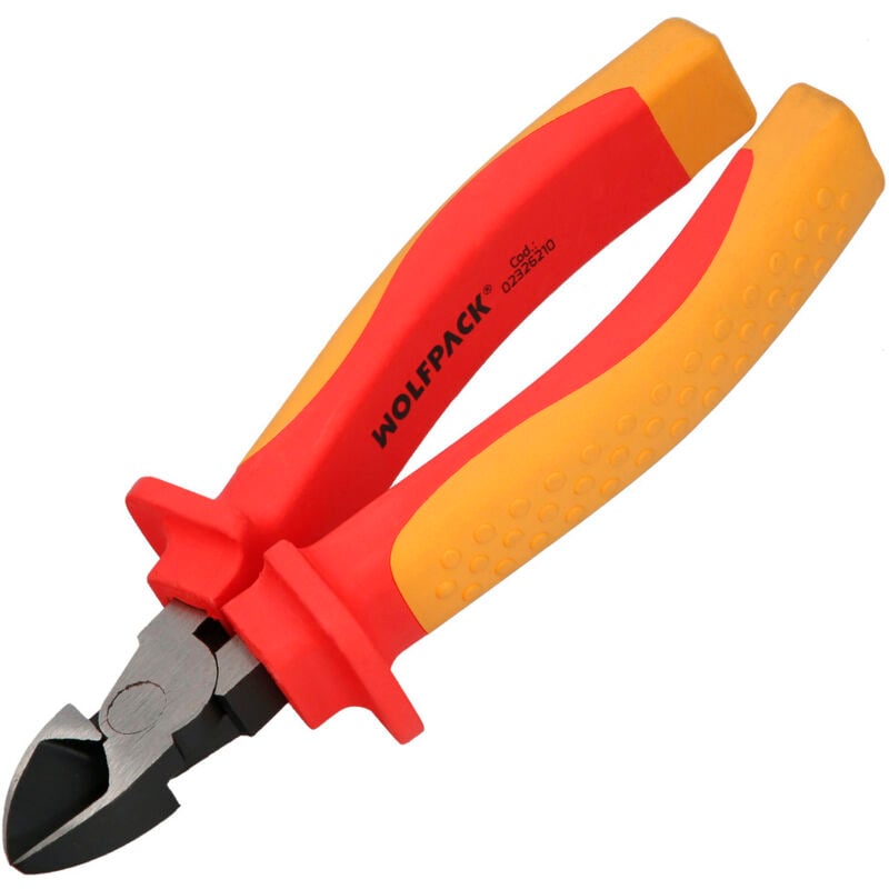 foto del prodotto wolfpack linea profesional pinze a taglio diagonale 150 mm. impugnature isolate spelafili in acciaio al cromo vanadio, tagliafili, spelafili
