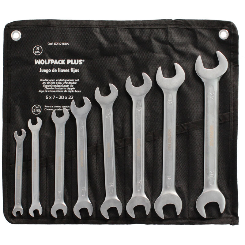 foto del prodotto wolfpack linea profesional plus 8 piece set di chiavi a forchetta con estremit aperta