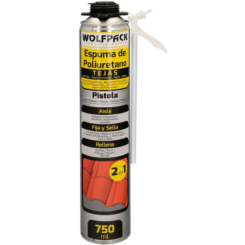 foto del prodotto wolfpack linea profesional schiuma poliuretanica 750 ml. pistola a spruzzo piastrelle