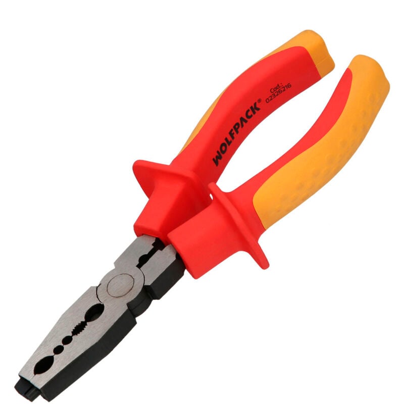 foto del prodotto wolfpack linea profesional spelafili multifunzione 150 mm. impugnature isolate spelafili in acciaio al cromo vanadio, tagliacavi, spelafili