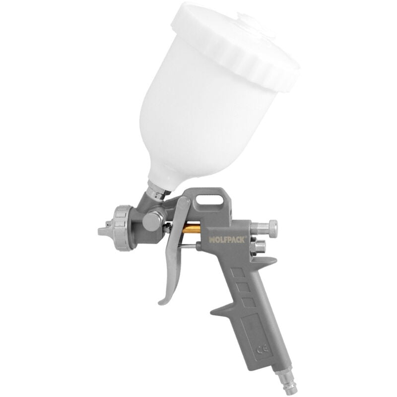 foto del prodotto wolfpack linea profesional ugello pneumatico per pistola a vernice de 1,5 mm. con serbatoio upper 0,6 litri e adattatore rapido