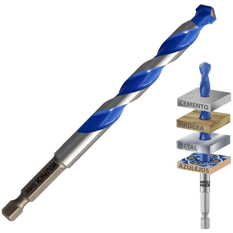 foto del prodotto wolfpack linea profesionale punta da trapano universale esagonale 12,0 mm blister 1 pezzo punta da trapano piastrelle, ceramica, marmo,