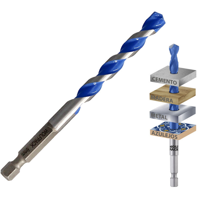 foto del prodotto wolfpack linea profesionale punta da trapano universale esagonale 8,0 mm blister 1 pezzo punta da trapano piastrelle, ceramica, marmo,