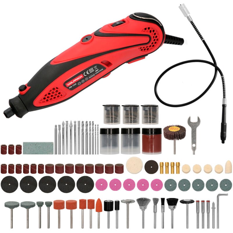foto del prodotto wolfpack linea professional multitool 135 watt. con 210 accessori e custodia. miniutensile multifunzione, minifresa, utensile rotante,