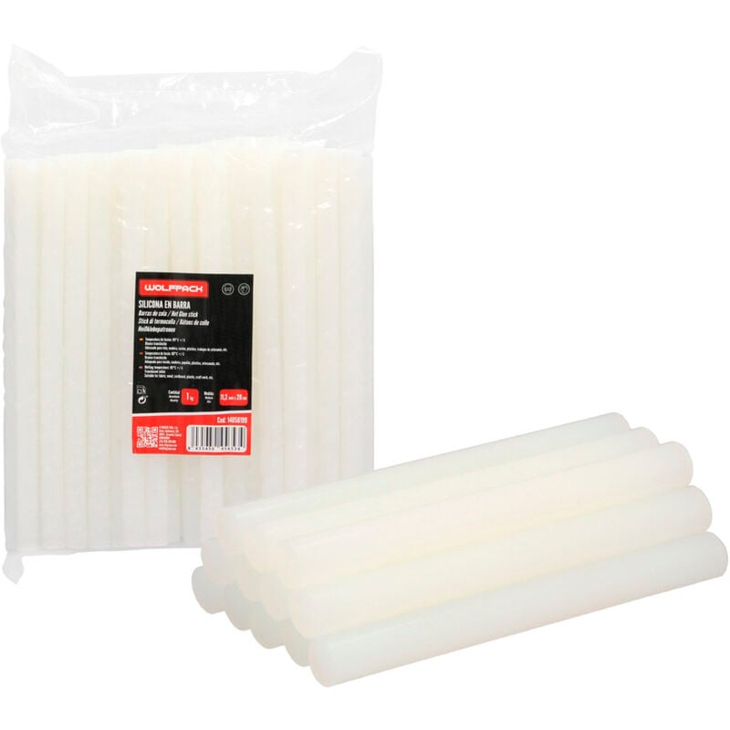 foto del prodotto wolfpack linea professional sticks de colla a caldo 11,2 mm. sacchetto de 1 kg. stick di colla siliconica, colla a caldo per pistola, colla per