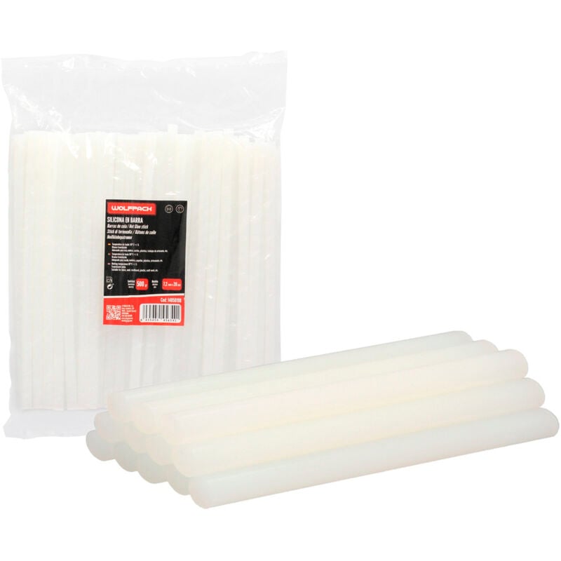 foto del prodotto wolfpack linea professional sticks de colla a caldo 7,2 mm. sacchetto de 500 grammi. stick di colla siliconica, pistola per colla a caldo, colla