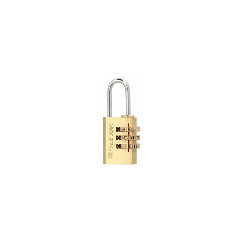 foto del prodotto wolfpack lucchetto a combinazione in ottone 22 mm. 3 cifre