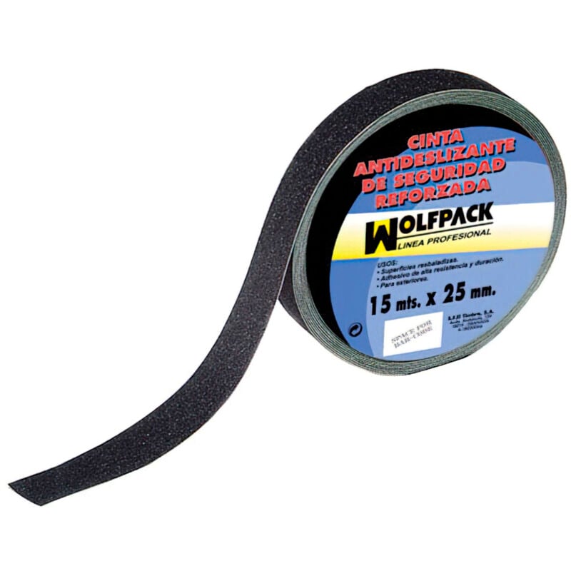 foto del prodotto wolfpack nastro antiscivolo nero 15 m. x 25 mm. uso domestico